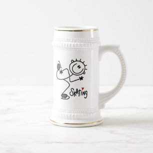 Simple Stick Figure Ice Skating T-shirts and Gifts Beer Stein