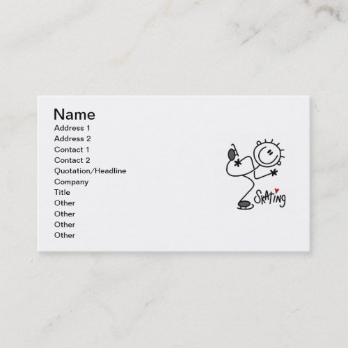 Simple Stick Figure Ice Skating T_shirts and Gifts Business Card