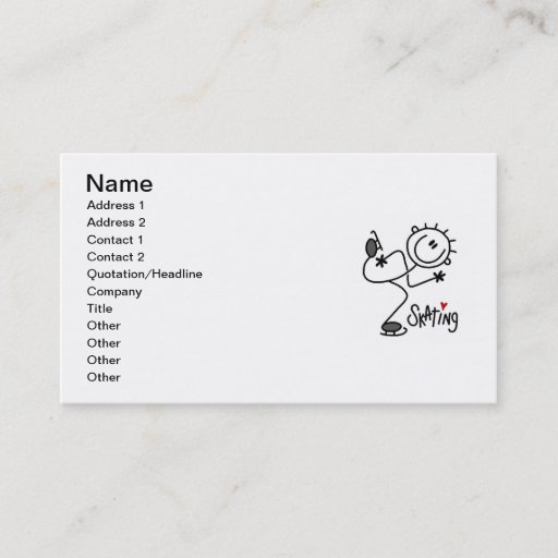 Customizable Simple Stick Figure Ice Skating T-shirts and Gifts Business Card Template