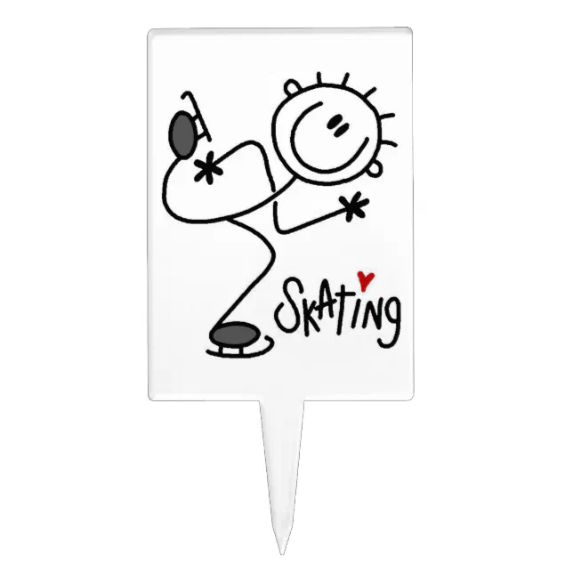 Simple Stick Figure Ice Skating T-shirts and Gifts Cake Topper