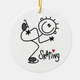 Simple Stick Figure Ice Skating T-shirts and Gifts Ceramic Ornament