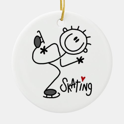 Simple Stick Figure Ice Skating T_shirts and Gifts Ceramic Ornament