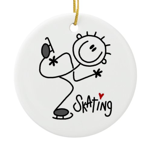 Simple Stick Figure Ice Skating T-shirts and Gifts Ceramic Ornament