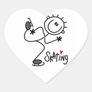 Simple Stick Figure Ice Skating T-shirts and Gifts Heart Sticker