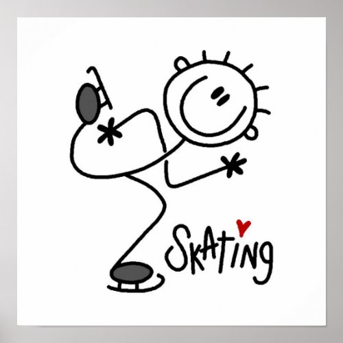 Simple Stick Figure Ice Skating T_shirts and Gifts Poster