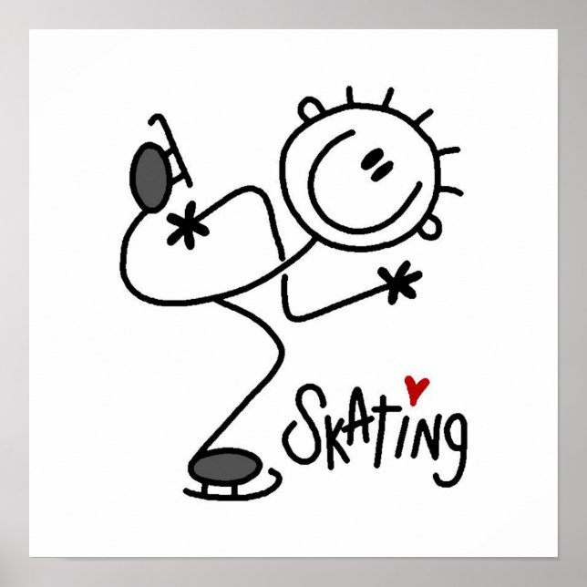 Simple Stick Figure Ice Skating T-shirts and Gifts Poster (Front)