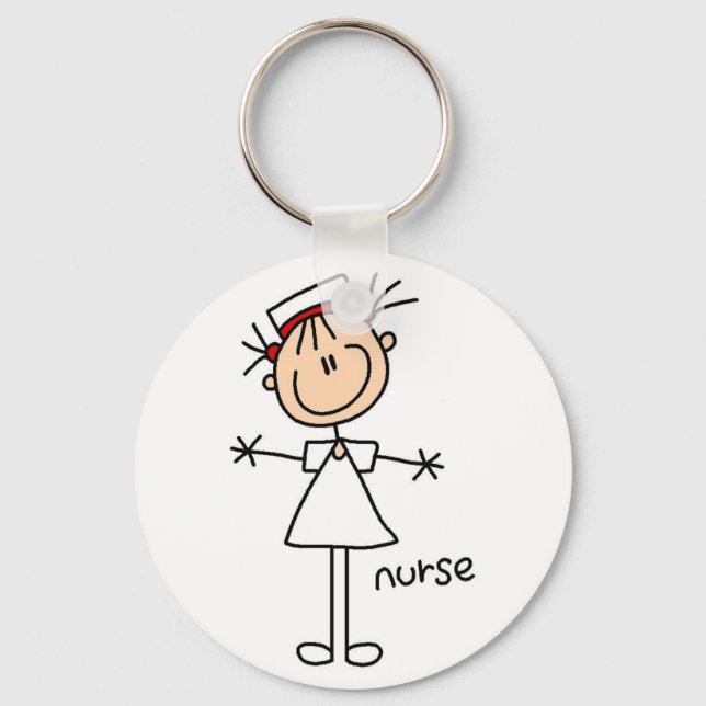 Simple Stick Figure Nurse T-shirts and Gifts Keychain (Front)
