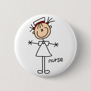 Simple Stick Figure Nurse T-shirts and Gifts Pinback Button