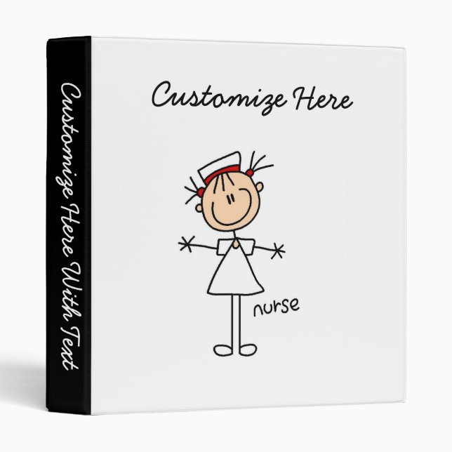Simple Stick Figure Nurse Tshirts and Gifts 3 Ring Binder (Front/Spine)