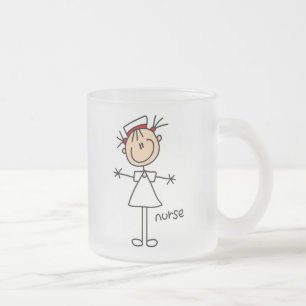 Simple Stick Figure Nurse Tshirts and Gifts Frosted Glass Coffee Mug