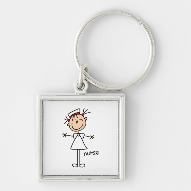 Simple Stick Figure Nurse Tshirts and Gifts Keychain (Front)