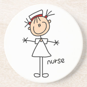 Simple Stick Figure Nurse Tshirts and Gifts Sandstone Coaster