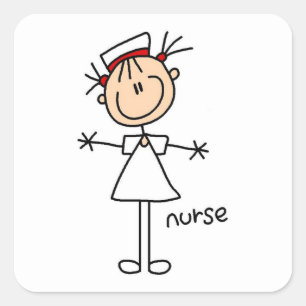 Simple Stick Figure Nurse Tshirts and Gifts Square Sticker