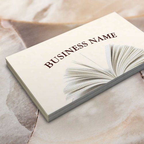 Simple Stipple Opened Book Business Cards