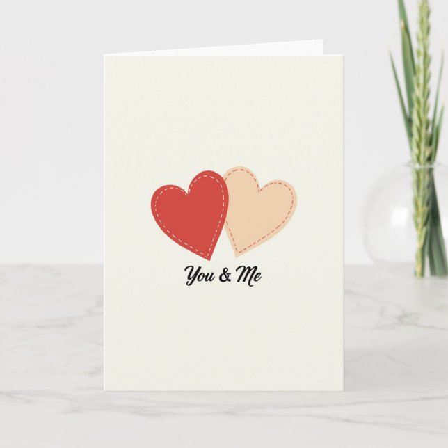 Simple Stitched Hearts You And Me Card (Front)