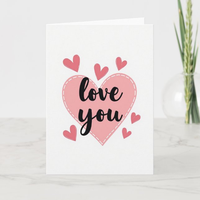 Simple Stitched Love You Card (Front)