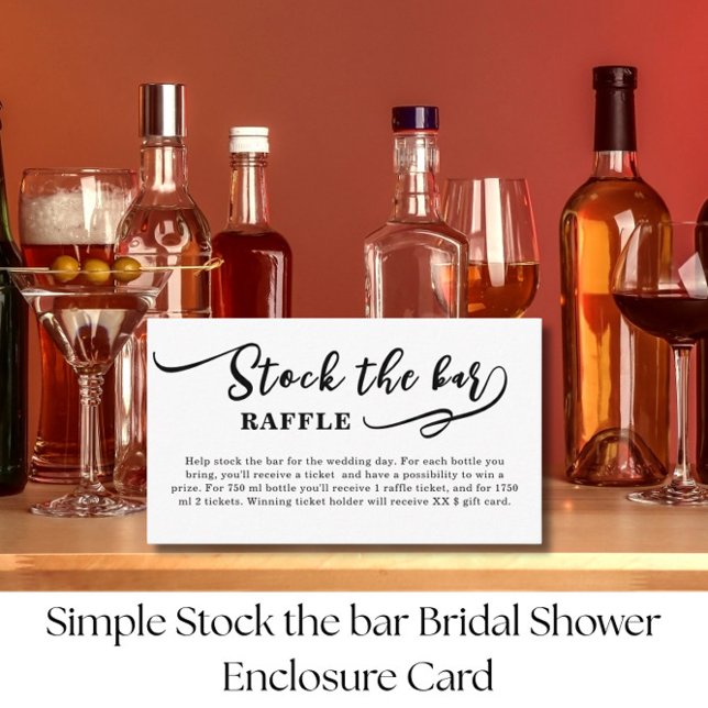 Simple Stock the bar Bridal Shower   Enclosure Card (Creator Uploaded)
