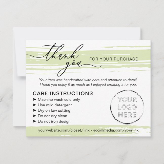 Simple Store Green Business Instructions Care Thank You Card