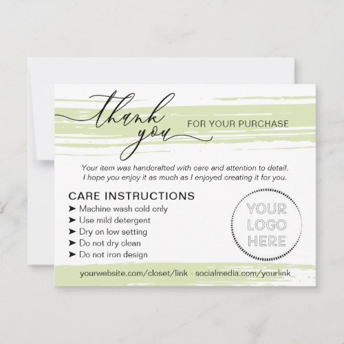 Simple Store Green Business Instructions Care Thank You Card