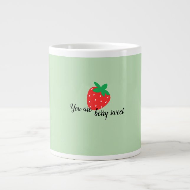 Simple Strawberry design Giant Coffee Mug (Front)