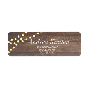 Simple String Lights and Rustic Wood Vintage Label
