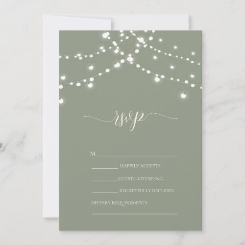 Simple String Lights Sage Green Wedding RSVP  