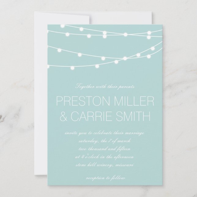 Simple String of Lights Wedding Invites | Wedding (Front)