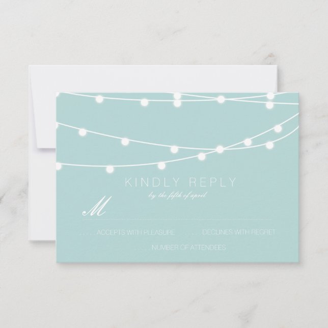 Simple String of Lights Wedding RSVP | Wedding Card (Front)
