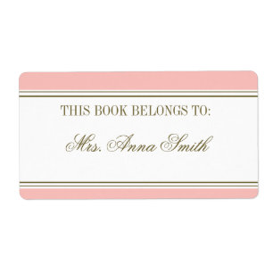 Simple Stripe Blush Pink Bookplate