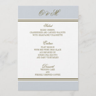Simple Stripe French Blue Wedding Menu