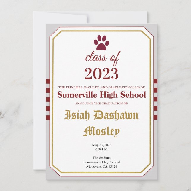 Simple Stripe Graduation Invitation (Front)