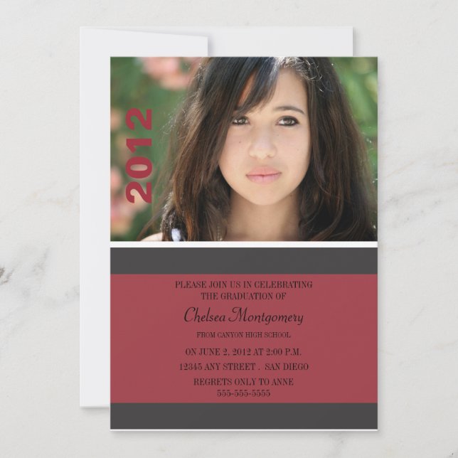 Simple Stripe Graduation Party Invitation (Front)