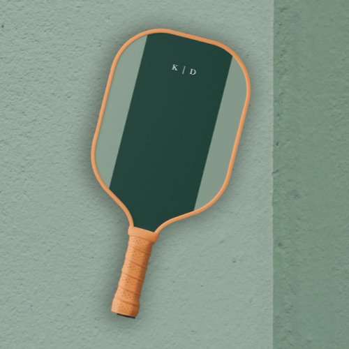 Simple Stripe Monogram Dark Green  Pickleball Paddle