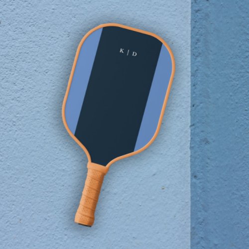 Simple Stripe Monogram Navy Blue Pickleball Paddle