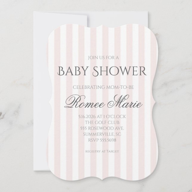 Simple Striped Baby Shower Invite (Front)