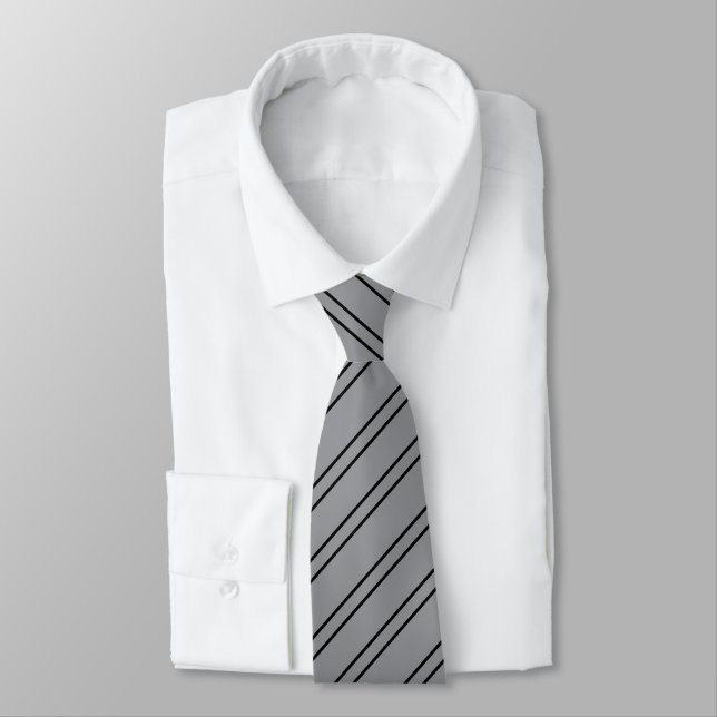 Simple Striped Custom Initials Neck Tie (Tied)