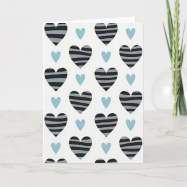 Simple Striped Hearts Card (Front)