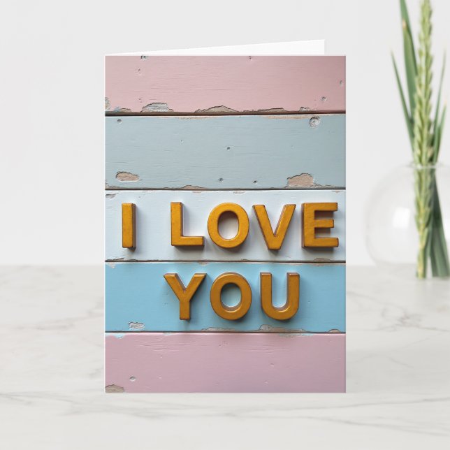 Simple Striped I Love You Card (Front)