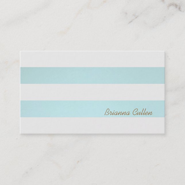 Simple Striped Light Turquoise Blue Groupon Business Card (Front)