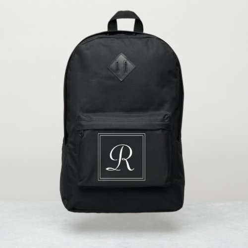 Simple Striped Monogram Initial Custom Port Authority Backpack