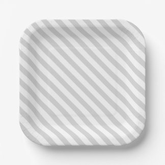 Simple striped pattern Light grey and white party Paper Plates