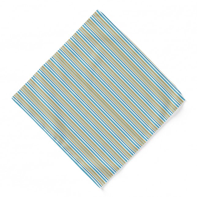 simple, striped pattern , olive and blue throw pil bandana (Front)