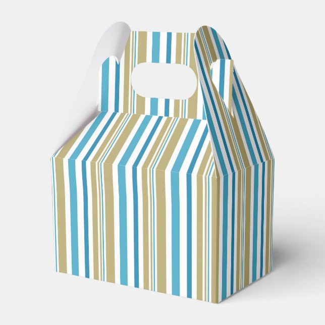 simple, striped pattern , olive and blue throw pil favor boxes (Front Side)