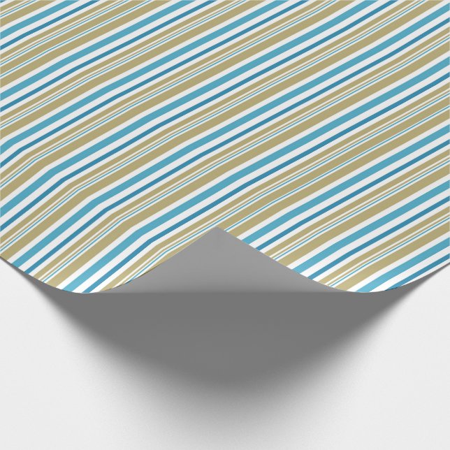simple, striped pattern , olive and blue throw pil wrapping paper (Corner)