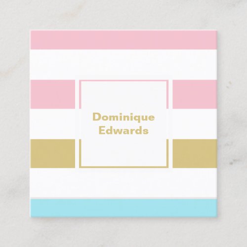 Simple Striped Professional Modern Pastel Square Business Card