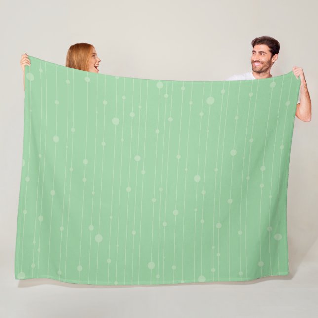 Simple stripes and dots modern mint green fleece blanket (In Situ)