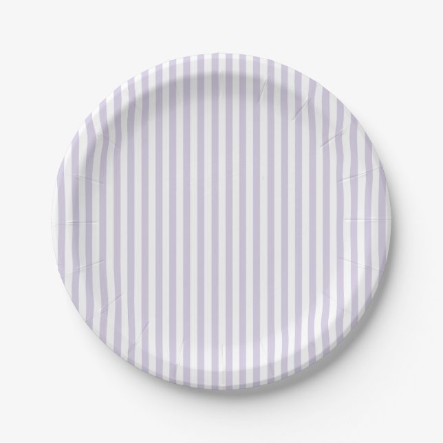 Simple Stripes - Dusty Lavender Paper Plates (Front)