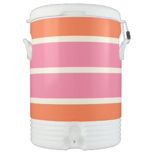 Simple Stripes in Pink, Orange and Cream Beverage Cooler