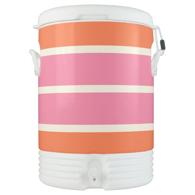 Simple Stripes in Pink, Orange and Cream Beverage Cooler (Front)