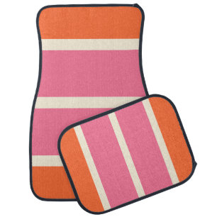 Simple Stripes in Pink, Orange and Cream Car Floor Mat